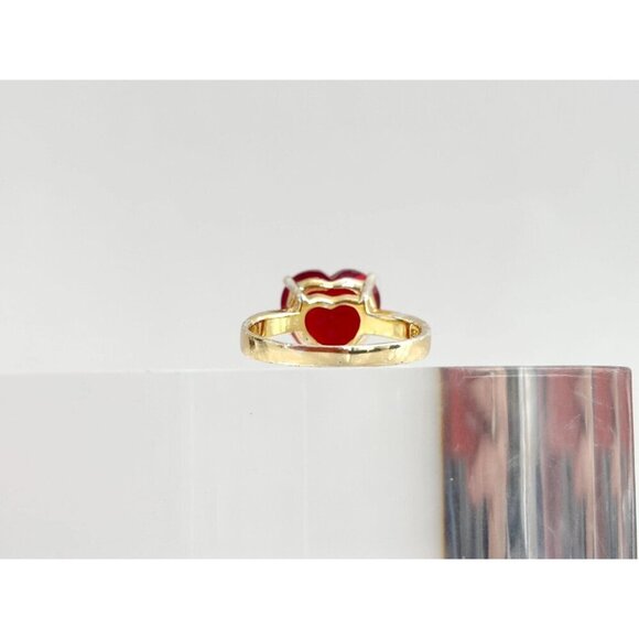 Heart Shaped Garnet Gemstone Vermeil Marcasite Vintage Vintage Ring - sz 8.5 - Picture 3 of 10